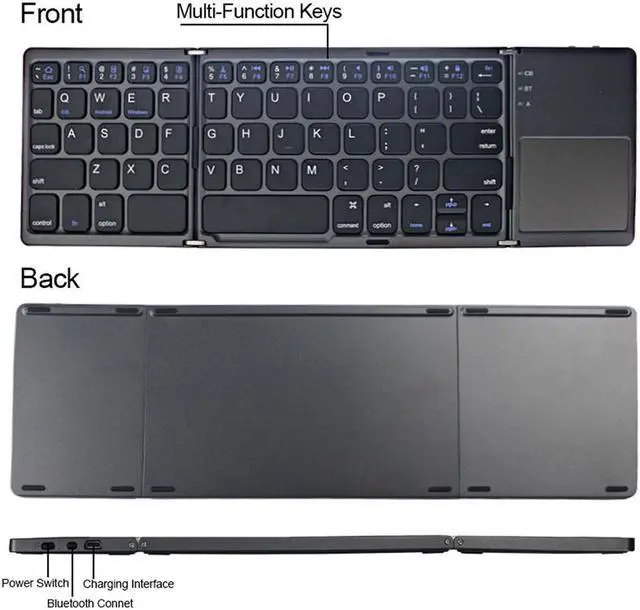 Alt view image 5 of 7 - Mini Folding keyboard, Wireless Bluetooth Keyboard with Touchpad for Windows, , IOS For ipad Phone Tablet
