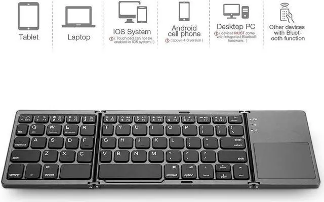 Alt view image 3 of 7 - Mini Folding keyboard, Wireless Bluetooth Keyboard with Touchpad for Windows, , IOS For ipad Phone Tablet