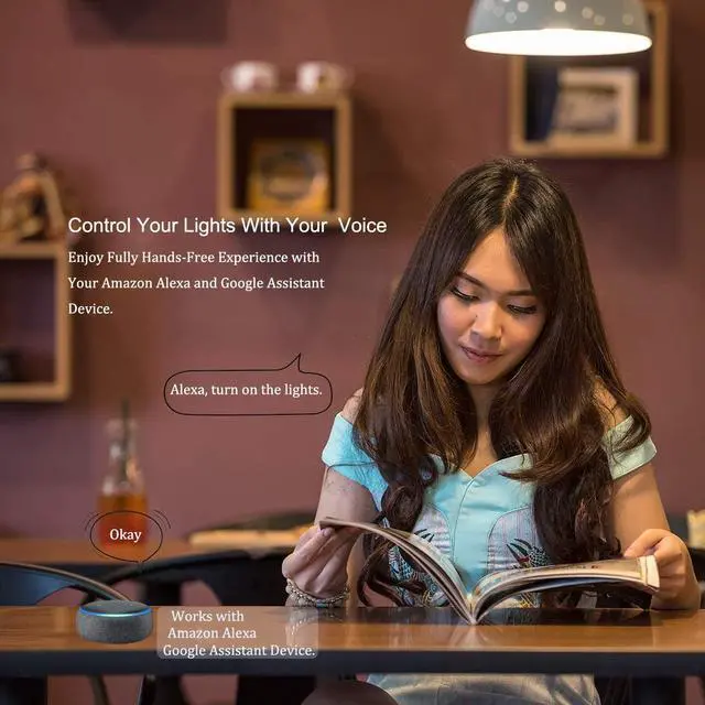 Alt view image 3 of 7 - A15 LED Smart Bulb, Compatible with Alexa, Google Home, E26, 5W=40W, Color Changing, Dimmable WiFi Light Bulbs, No Hub Required, 3Pack