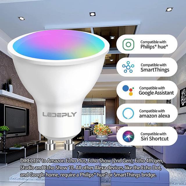 Alt view image 2 of 7 - Zigbee GU10 Smart Bulbs, Compatible with Hu*e*, Alexa & Google & ConBee (Hub Required), 5W(50W), LED WiFi Bulb, Dimmable, Color Changing &Tunable White, LED Track Light Bulbs, 2 Pack LEDEPLY