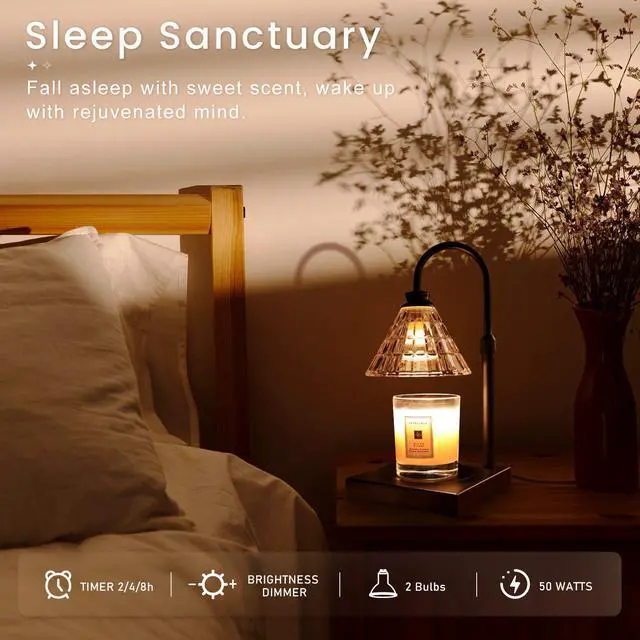 Alt view image 6 of 6 - Candle Warmer Lamp with Dimmer, 2H/4H/8H Timer, Compatible with Jar Candles, Home Decor Gift for her, Birthday Gift for mom, Home Scented Jar Candles Heater, Black