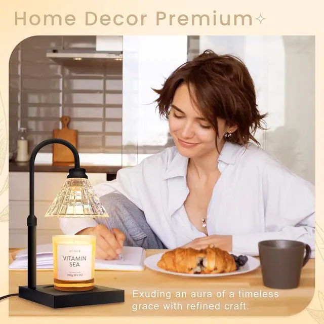 Alt view image 4 of 6 - Candle Warmer Lamp with Dimmer, 2H/4H/8H Timer, Compatible with Jar Candles, Home Decor Gift for her, Birthday Gift for mom, Home Scented Jar Candles Heater, Black