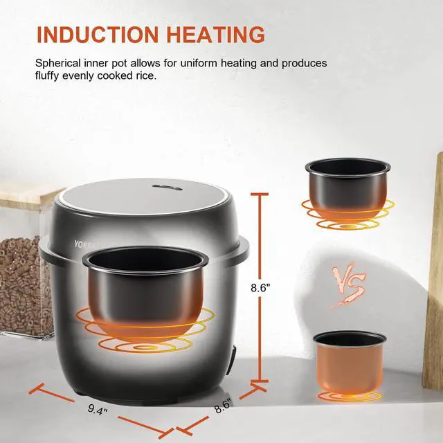Alt view image 5 of 6 - Rice Cooker Small Low Carb, YOKEKON 3-cup (uncooked) Rice Cooker with Stainless Steel Steamer, 8-in-1 Rice Maker, Delay Timer and Auto Keep Warm Feature, Sushi, Risitto, Steamer, Cake, Black