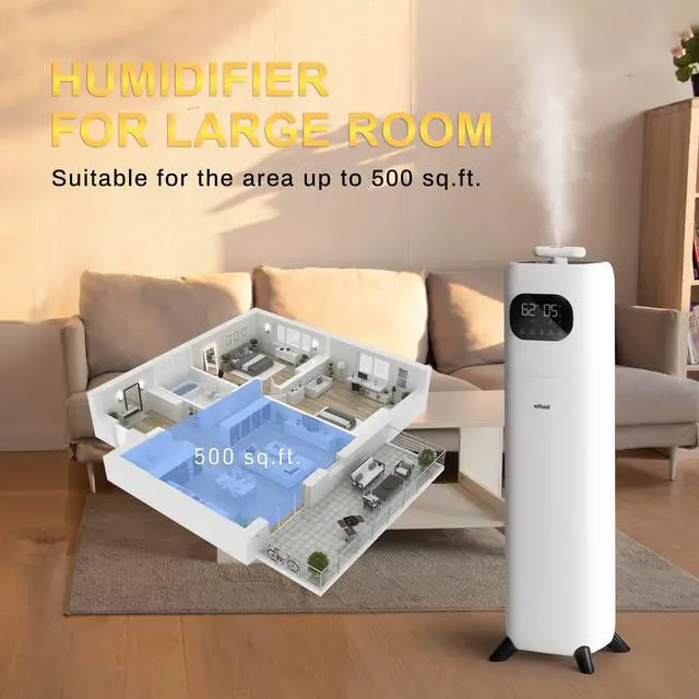 Alt view image 2 of 6 - Humidifiers for Bedroom Large Room, 2.3Gal/9L Quiet Humidifiers for Bedroom with Timer, 360°Nozzle, Aroma Box, 3 Speed Ultrasonic Cool Mist Humidifier with Humidistat for Baby Nursery Yoga Plants