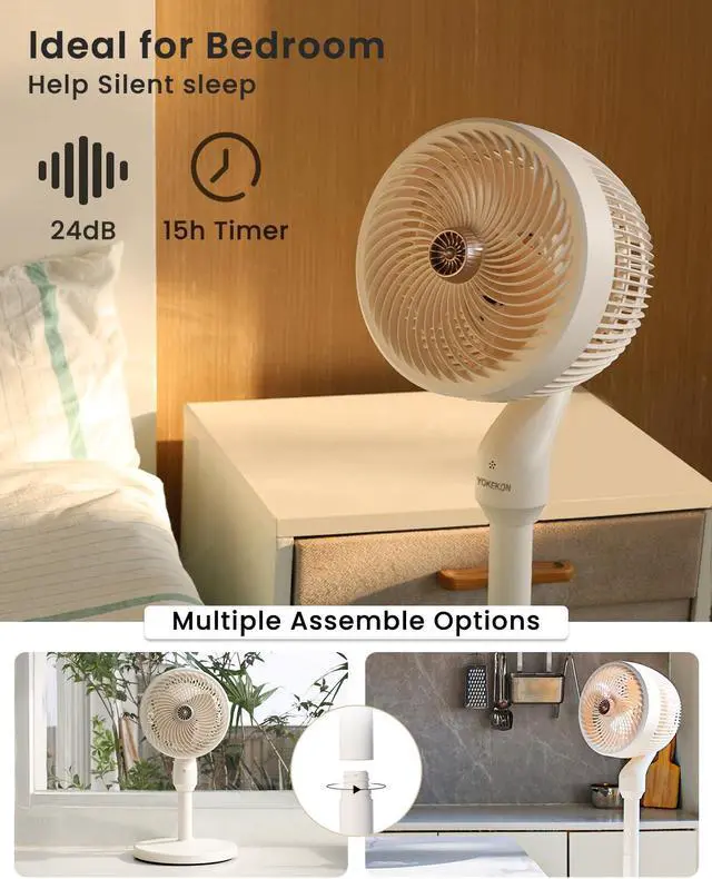 Alt view image 6 of 6 - YOKEKON Standing Fan, Table Pedestal Fan 2-in-1, 3D Oscillating Fan with Remote & Aroma Box, 15-Hour Timer, Standing Floor Fan for Bedroom, Living room, Kitchen, Dorm, Home, Office, Indoor, White
