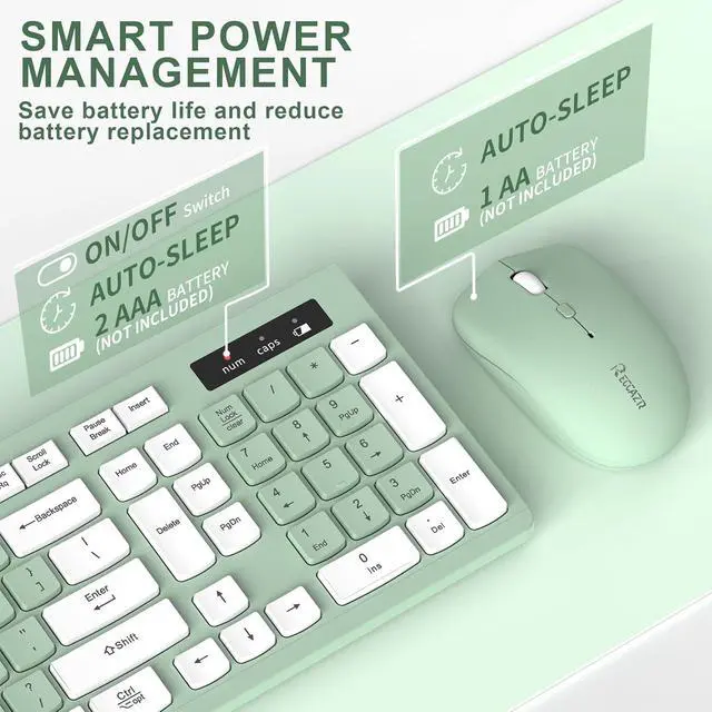 Alt view image 5 of 6 - Wireless Keyboard and Mouse Combo 2.4G Full Size Silent Keyboard