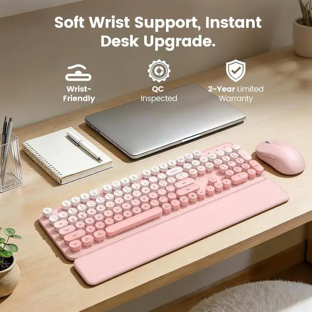 Alt view image 2 of 6 - Wireless Keyboard and Mouse Combo Magnetic Soft-Touch Wrist Rest