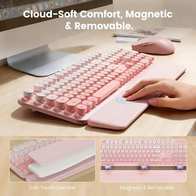 Alt view image 3 of 6 - Wireless Keyboard and Mouse Combo Magnetic Soft-Touch Wrist Rest
