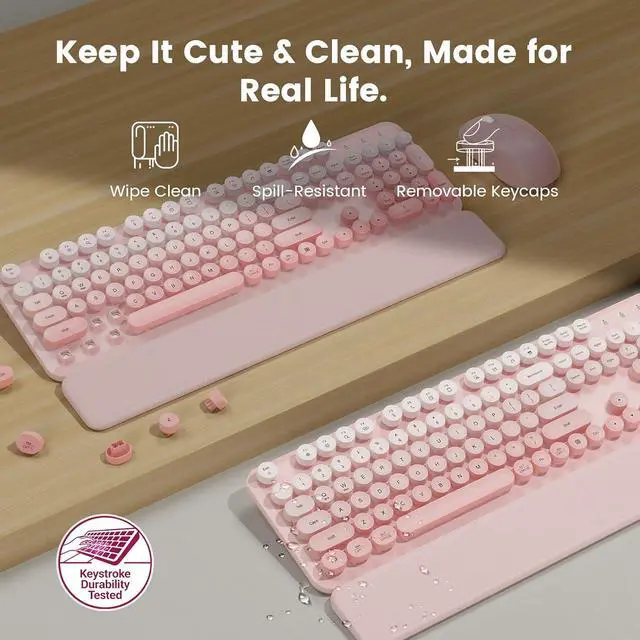 Alt view image 4 of 6 - Wireless Keyboard and Mouse Combo Magnetic Soft-Touch Wrist Rest