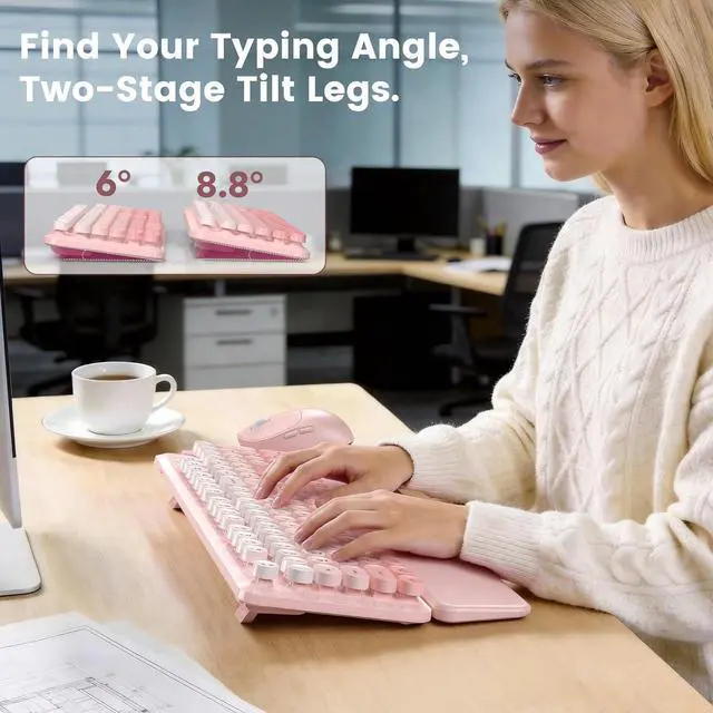 Alt view image 5 of 6 - Wireless Keyboard and Mouse Combo Magnetic Soft-Touch Wrist Rest