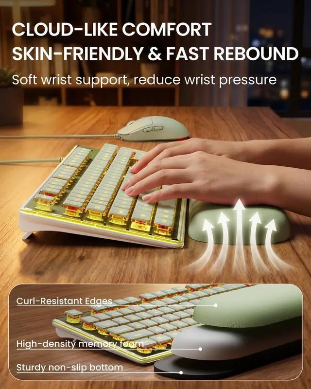 Alt view image 4 of 6 - Wired Keyboard and Mouse Combo with Warm Backlit Pudding Keycaps
