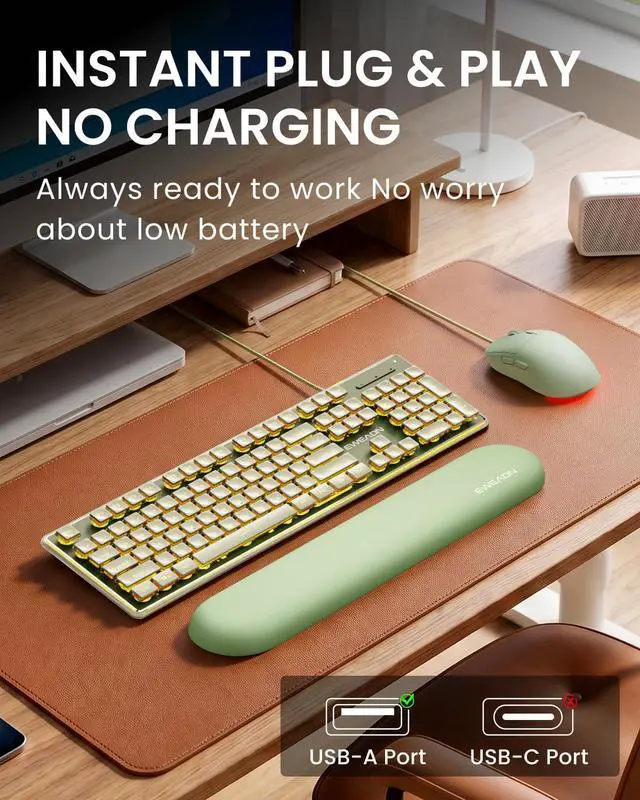 Alt view image 6 of 6 - Wired Keyboard and Mouse Combo with Warm Backlit Pudding Keycaps