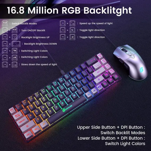 Alt view image 2 of 6 - 65% Gaming Keyboard and Mouse Combo