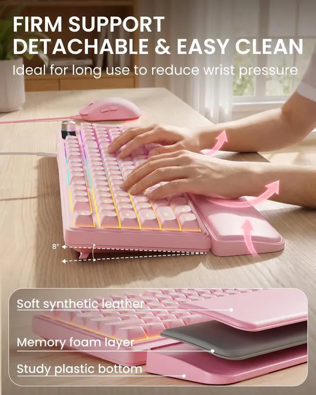 Alt view image 4 of 6 - Wired Keyboard and Mouse Combo with Detachable Wrist Rest