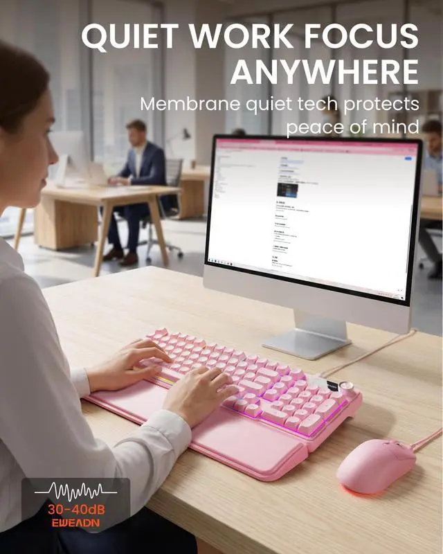 Alt view image 6 of 6 - Wired Keyboard and Mouse Combo with Detachable Wrist Rest