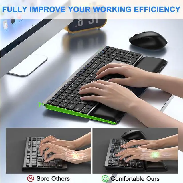 Alt view image 5 of 6 - Wireless Keyboard and Mouse Combo Full Size Silent