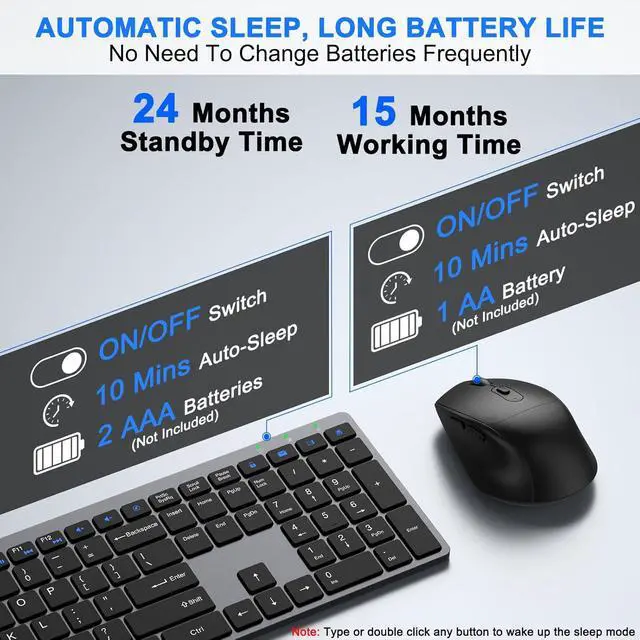 Alt view image 6 of 6 - Wireless Keyboard and Mouse Combo Full Size Silent