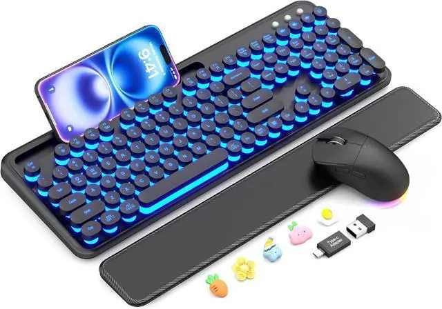 Main image of Wireless Keyboard and Mouse Combo with Magnetic Wrist Rest