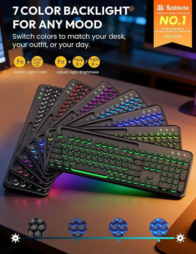 Alt view image 2 of 6 - Wireless Keyboard and Mouse Combo with Magnetic Wrist Rest