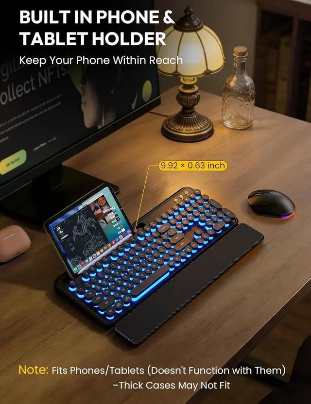 Alt view image 4 of 6 - Wireless Keyboard and Mouse Combo with Magnetic Wrist Rest