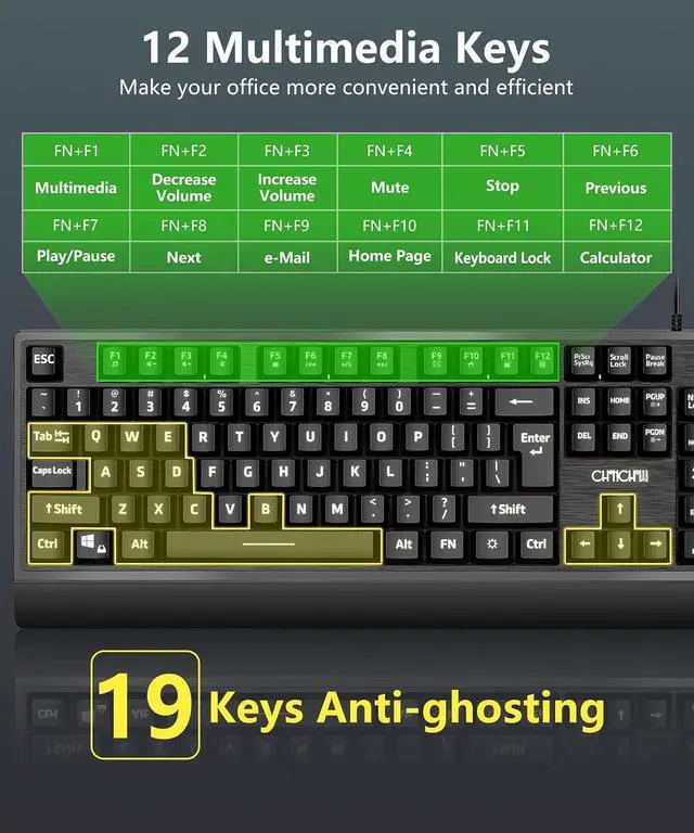 Alt view image 4 of 6 - USB Wired Keyboard and Mouse Combo with Backlit