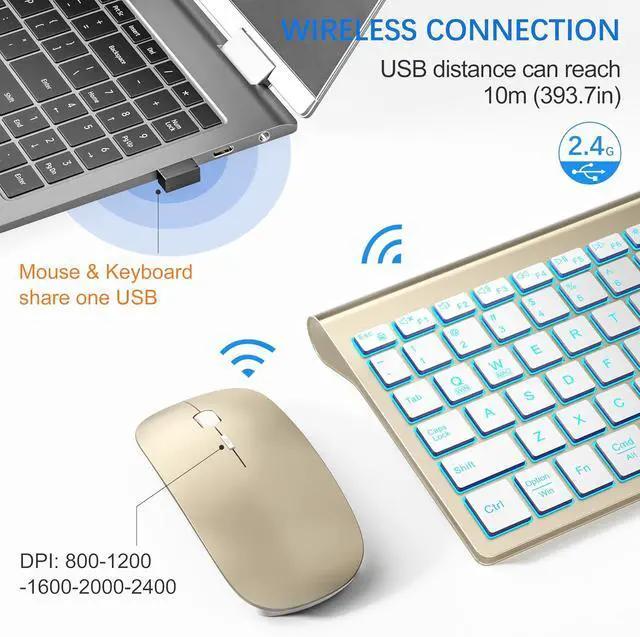 Alt view image 4 of 6 - Wireless Backlit Keyboard and Mouse Ultra Slim Combo