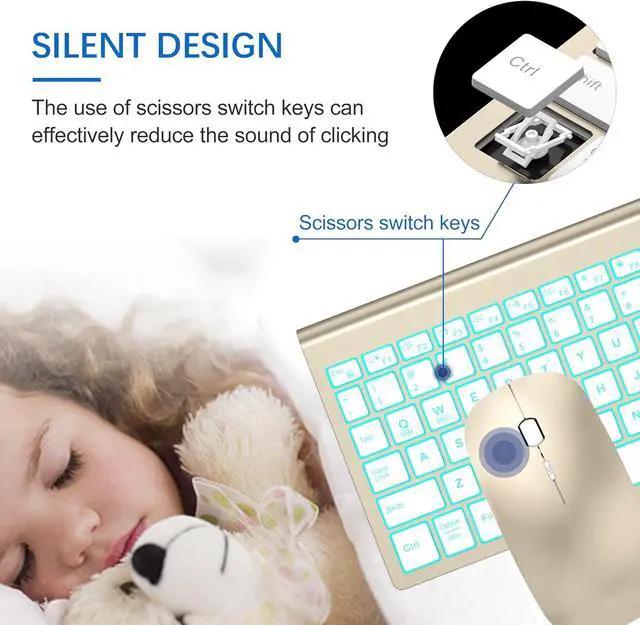 Alt view image 2 of 6 - Wireless Backlit Keyboard and Mouse Ultra Slim Combo
