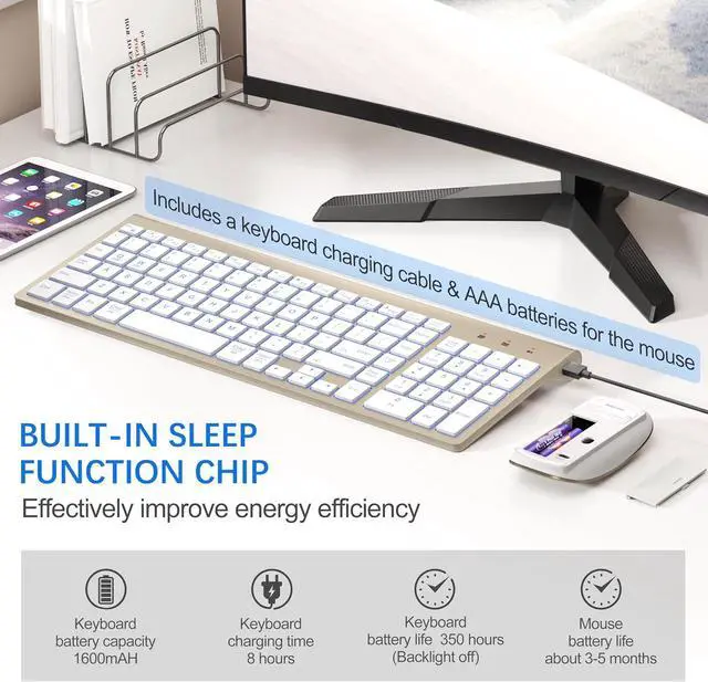Alt view image 5 of 6 - Wireless Backlit Keyboard and Mouse Ultra Slim Combo