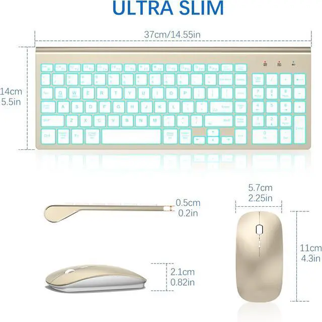 Alt view image 6 of 6 - Wireless Backlit Keyboard and Mouse Ultra Slim Combo