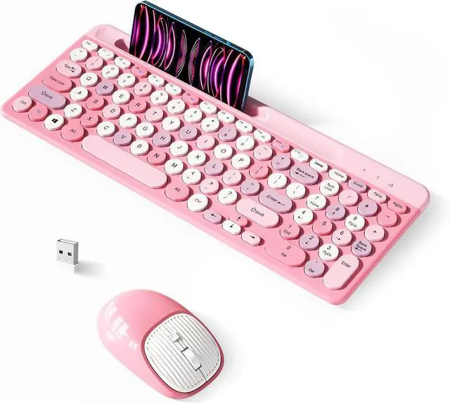 Main image of Retro Wireless Keyboard with Round Keycaps