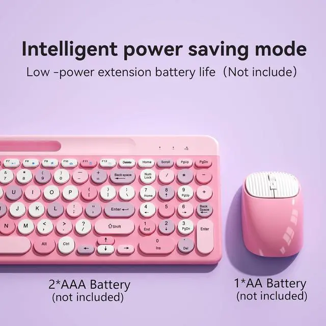 Alt view image 3 of 6 - Retro Wireless Keyboard with Round Keycaps
