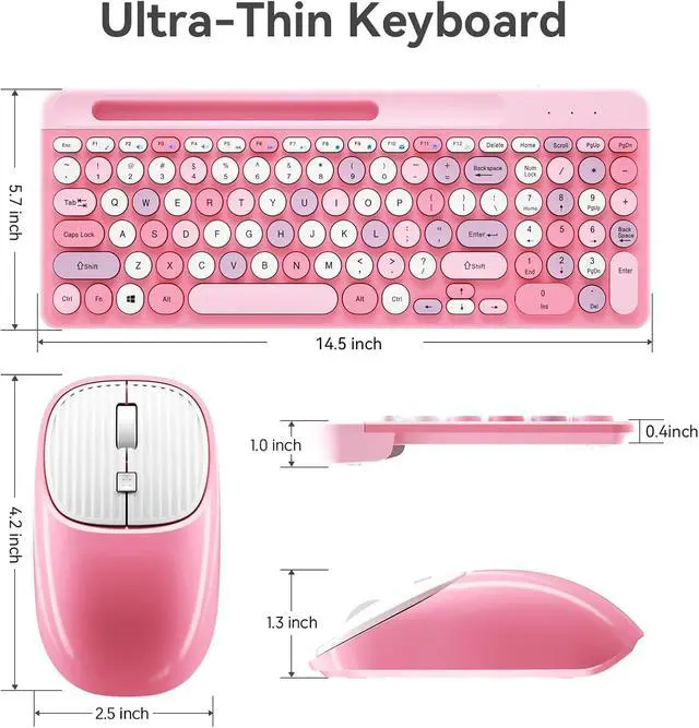 Alt view image 5 of 6 - Retro Wireless Keyboard with Round Keycaps