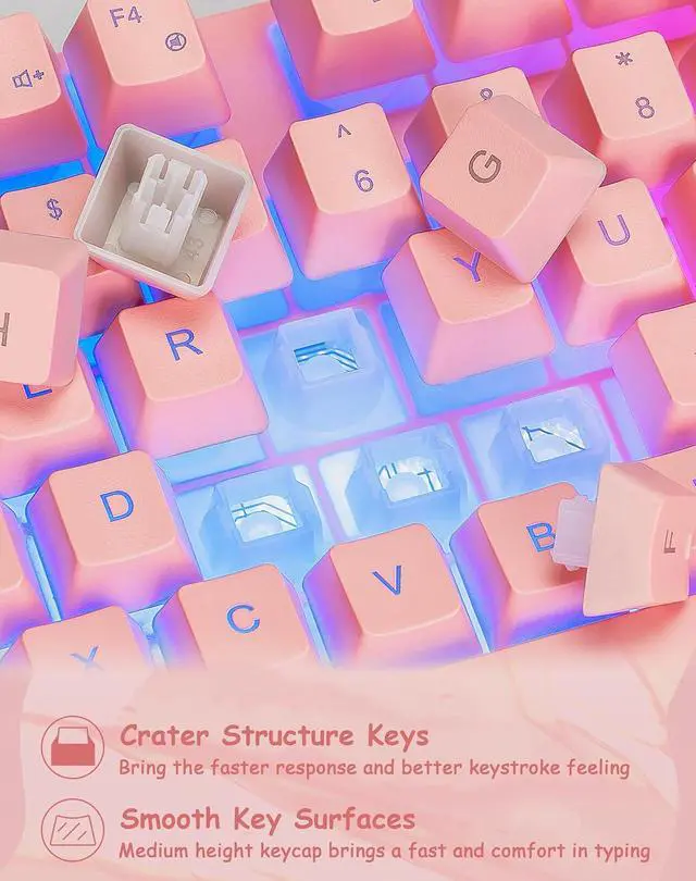 Alt view image 6 of 6 - Wired Pink Gaming Keyboard and Mouse Combo with LED Backlit