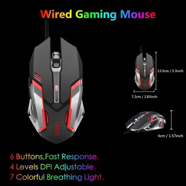 Alt view image 6 of 6 - RGB Gaming Keyboard and Colorful Mouse Combo
