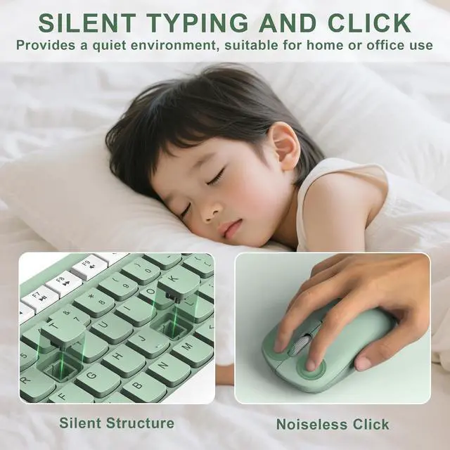 Alt view image 3 of 6 - Wireless Keyboard and Mouse Combo 2.4G Full Size Silent Keyboard