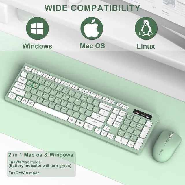 Alt view image 4 of 6 - Wireless Keyboard and Mouse Combo 2.4G Full Size Silent Keyboard
