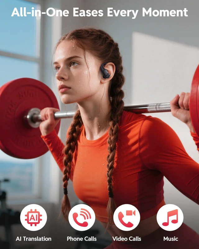 Alt view image 6 of 7 - Bluetooth Headphones Wireless Earbuds 80hrs Playtime Wireless Charging Case Digital Display Sports Ear Buds with Earhook Deep Bass IPX7 Waterproof Over-Ear Earphones for TV Phone Laptop Black