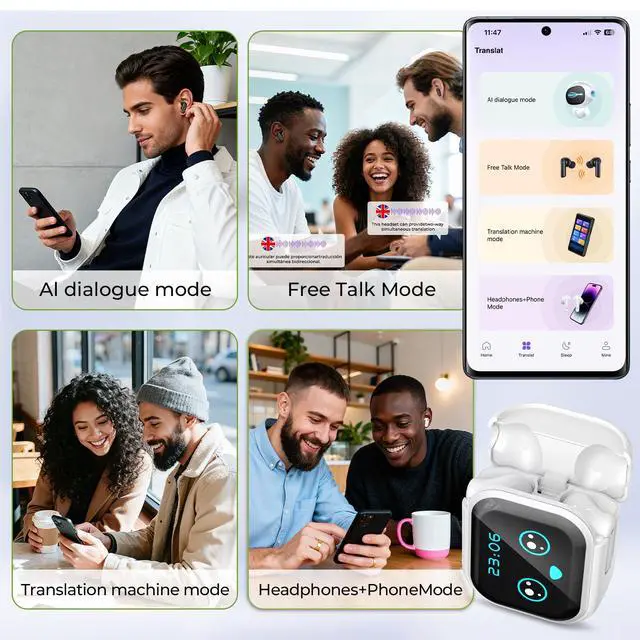 Alt view image 4 of 7 - Translation Earbuds Real Time - 2025 New AI 135 Language Translator Earbuds