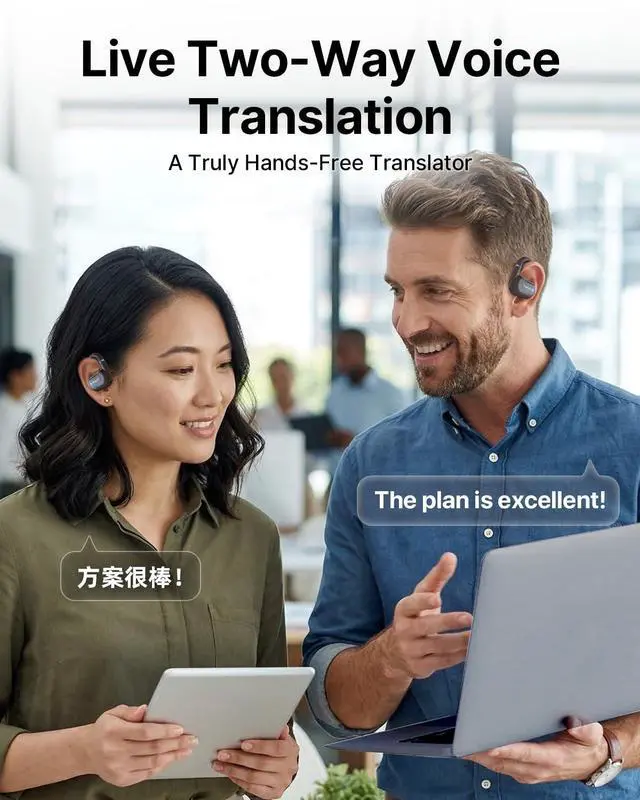 Alt view image 4 of 7 - AI Translation Earbuds Real Time 157 Languages Translator Ear Buds Interpreter Earphones, Open-Ear Comfort Support Playing Music Phone Calls, Audifonos Traductores Inglés Español for Travel Business