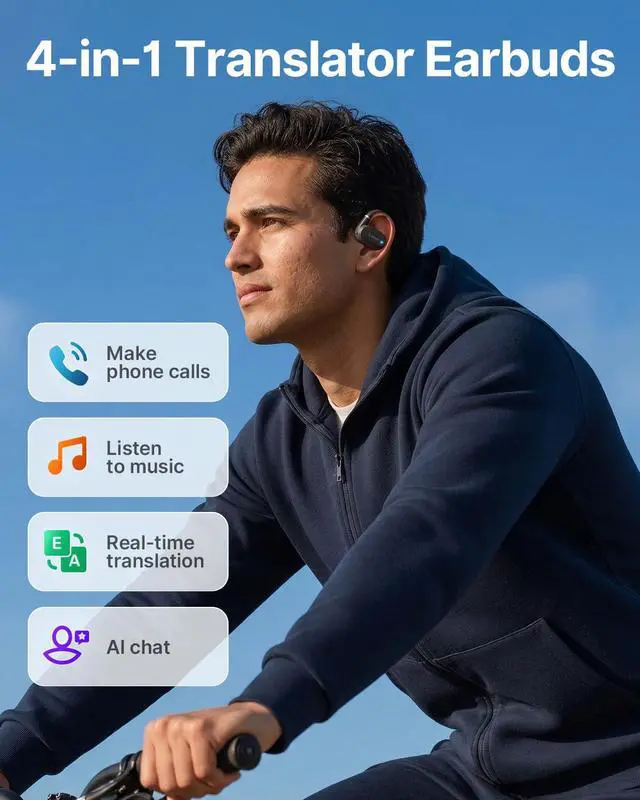 Alt view image 7 of 7 - AI Translation Earbuds Real Time 157 Languages Translator Ear Buds Interpreter Earphones, Open-Ear Comfort Support Playing Music Phone Calls, Audifonos Traductores Inglés Español for Travel Business