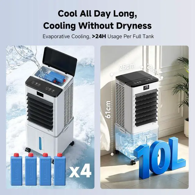 Alt view image 2 of 7 - Portable Air Conditioner with Auto Oscillation