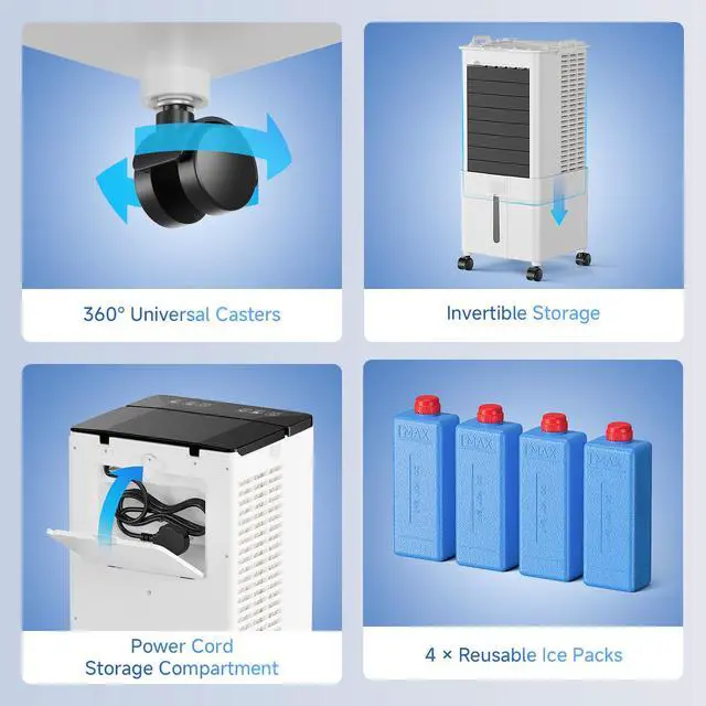 Alt view image 6 of 7 - Portable Air Conditioner with Auto Oscillation
