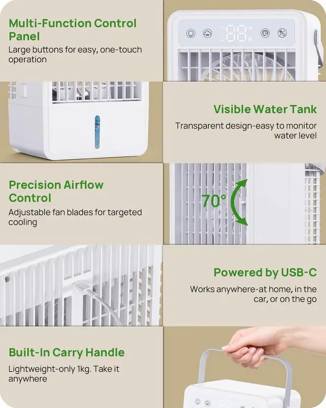 Alt view image 6 of 7 - Portable Air Conditioner with Remote 1500ML