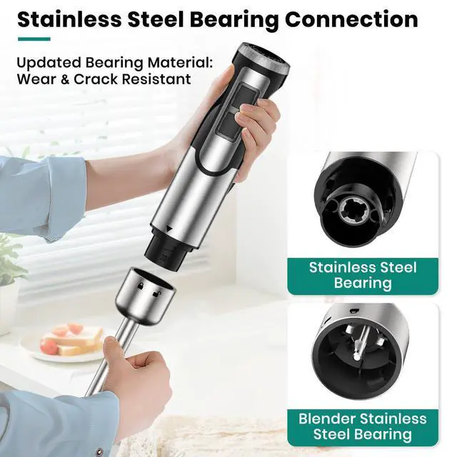 Alt view image 4 of 6 - 1800w Immersion Blender Handheld 4-In-1 for Kitchen Soup Baby Food | Includes Whisk