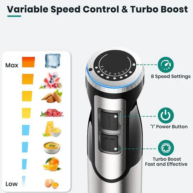 Alt view image 6 of 7 - 1800w Immersion Blender Handheld 4-In-1 for Kitchen Soup Baby Food | Includes Whisk