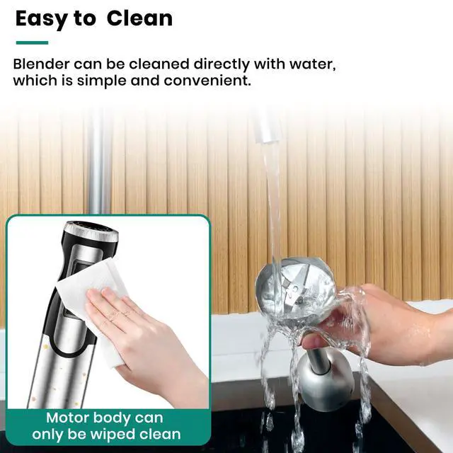 Alt view image 6 of 6 - 1800w Immersion Blender Handheld 4-In-1 for Kitchen Soup Baby Food | Includes Whisk