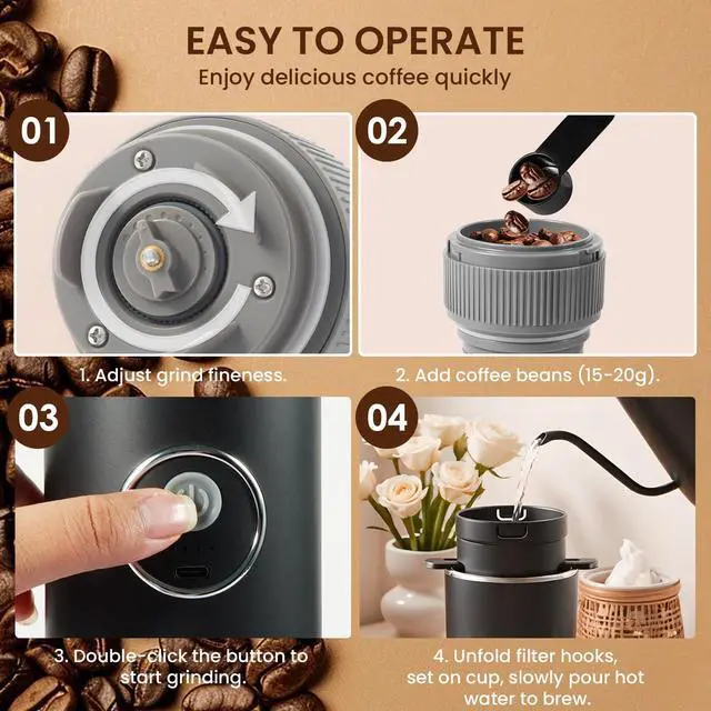 Alt view image 4 of 7 - Grind & Brew All-in-One Portable Coffee Maker