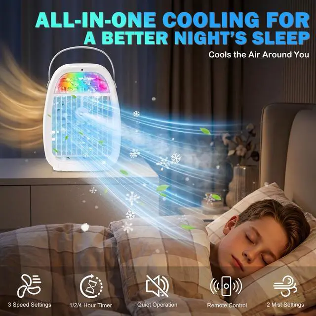 Alt view image 4 of 7 - Portable Air Conditioner 1100ML Mini Air Cooler with Remote Control