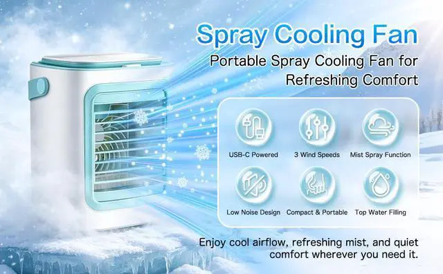 Alt view image 7 of 7 - Portable Air Conditioner Cooling Fan Mini Air Conditioning