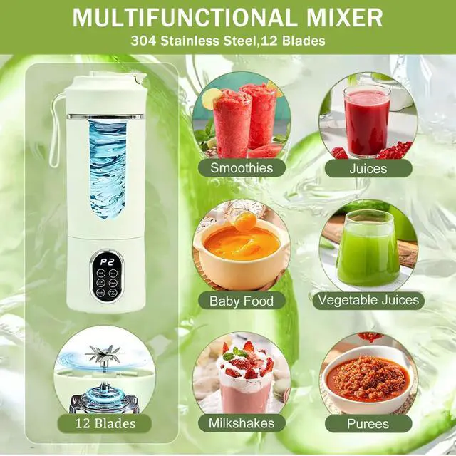 Alt view image 3 of 7 - Portable Blender 530ml Fruit Veggie Juicer